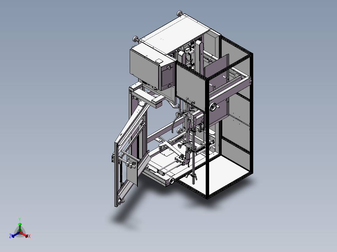 一台纸箱包装机正等轴测图