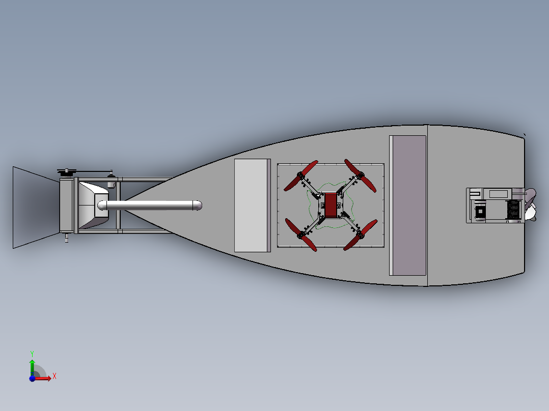 水面垃圾清理及救援船前视图