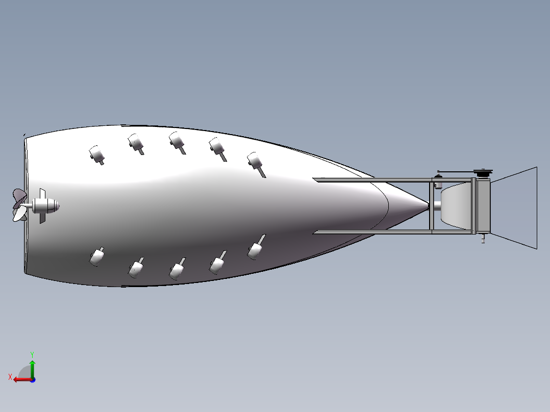 水面垃圾清理及救援船后视图