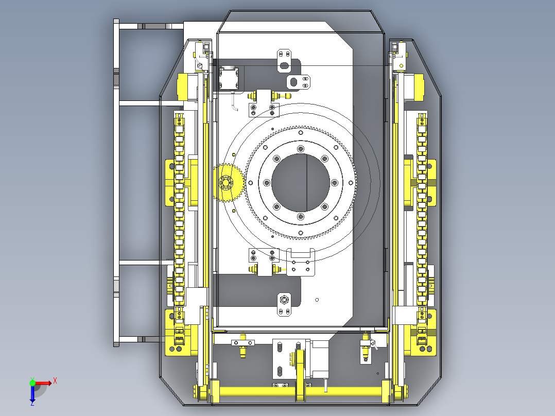 立体仓库式AGV小车旋转移载单元结构设计俯视图