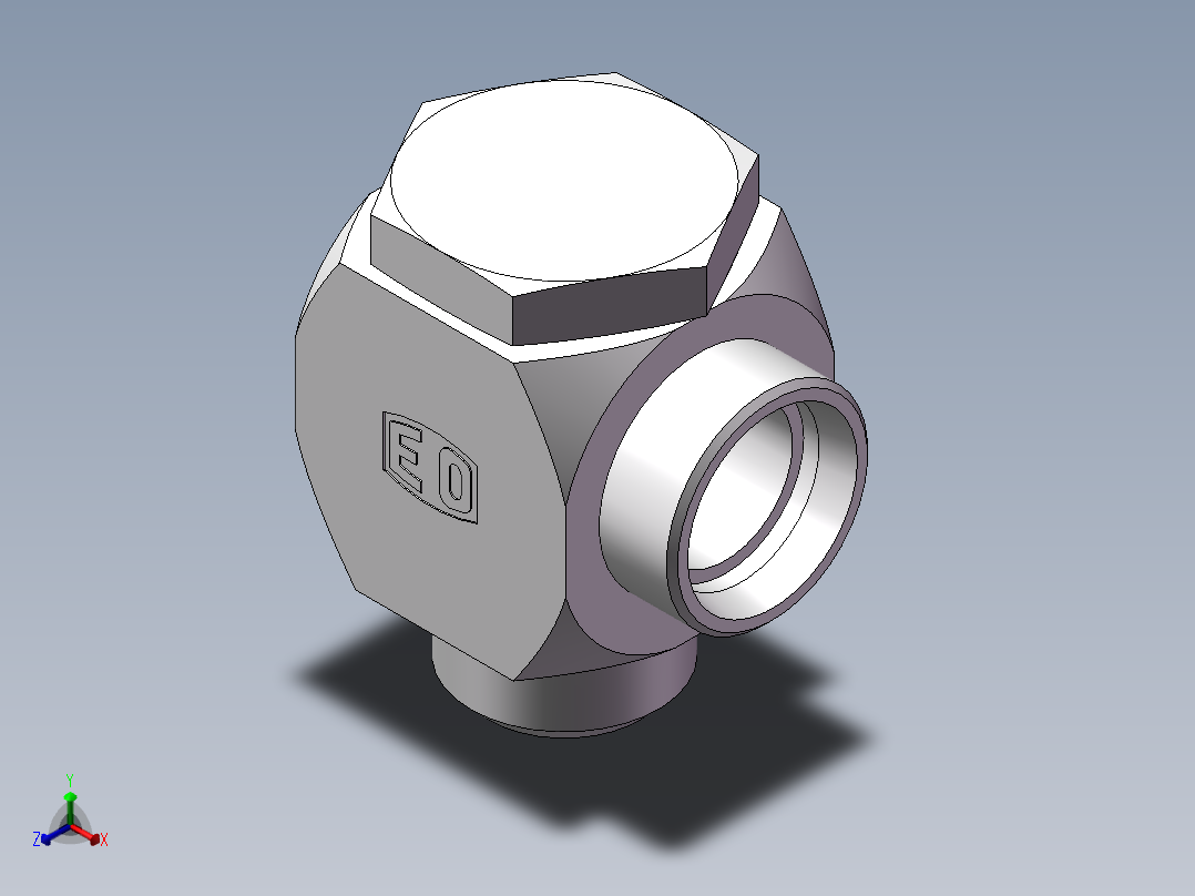 高压铰接式90度接头、1CI-45-B20正等轴测图