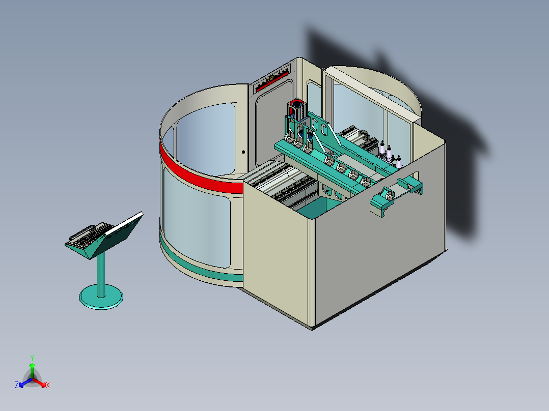 五轴联动车床机械设计3D图纸