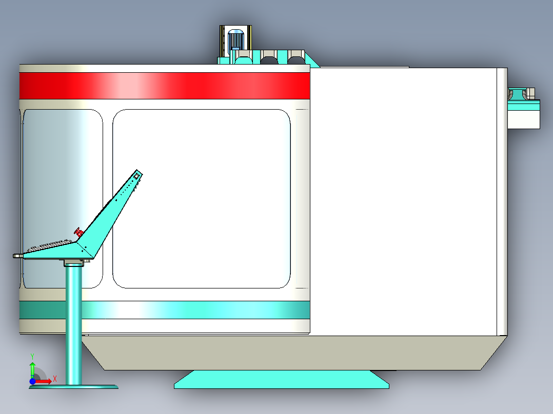 五轴联动车床机械设计3D图纸前视图
