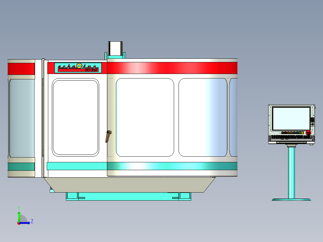 五轴联动车床机械设计3D图纸左视图