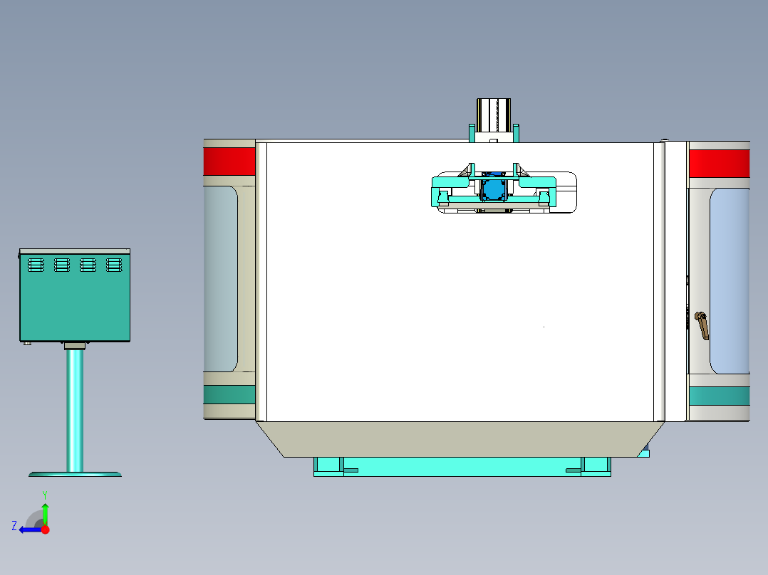 五轴联动车床机械设计3D图纸右视图
