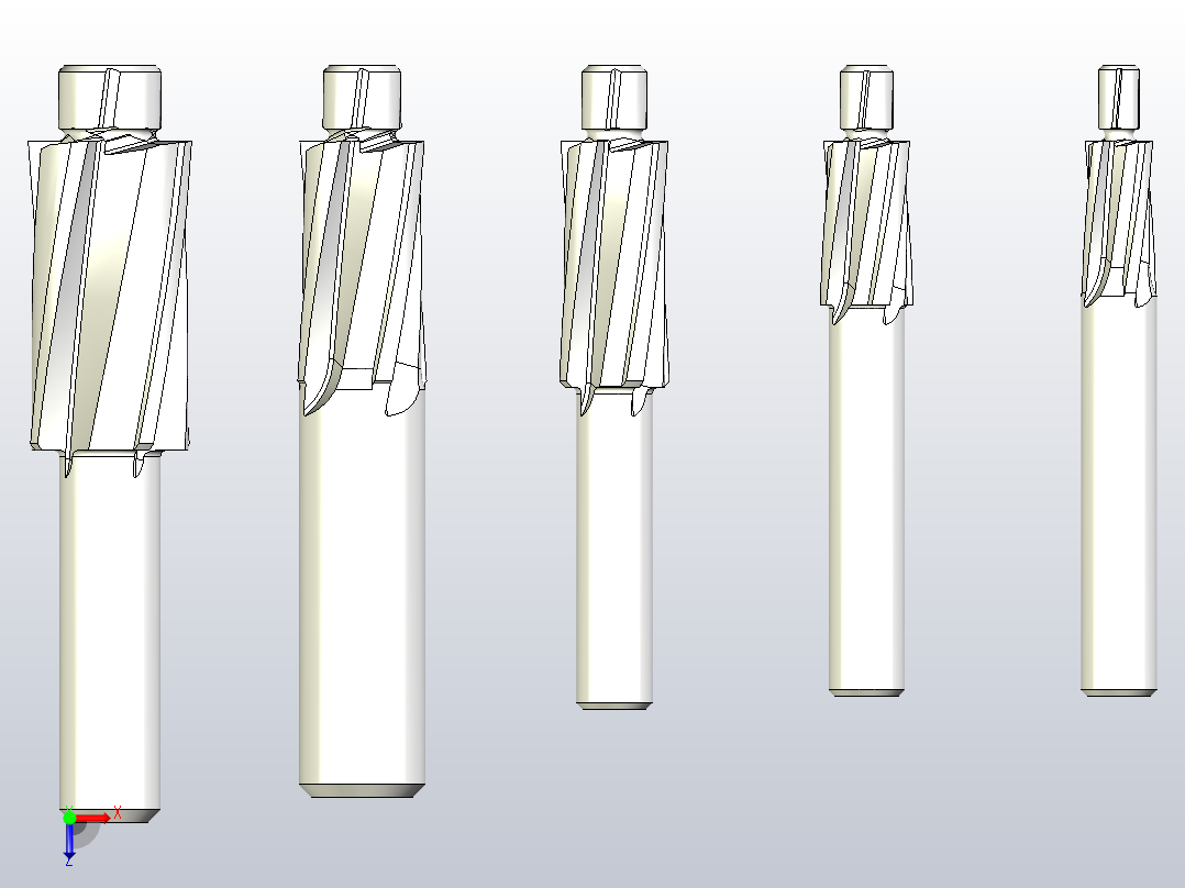 沉孔钻头套件- M3，M4，M5，M6，M8俯视图