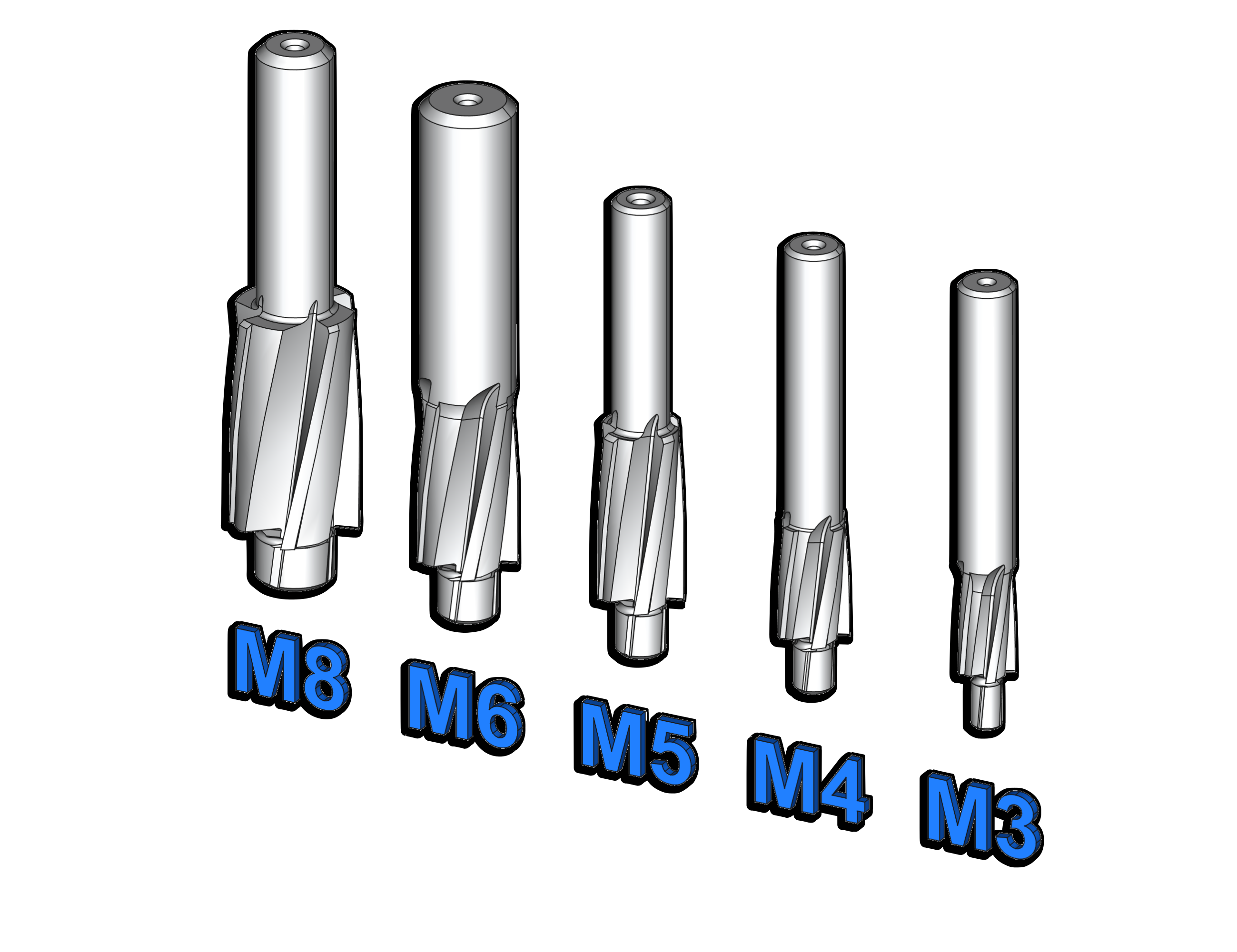 沉孔钻头套件- M3，M4，M5，M6，M8