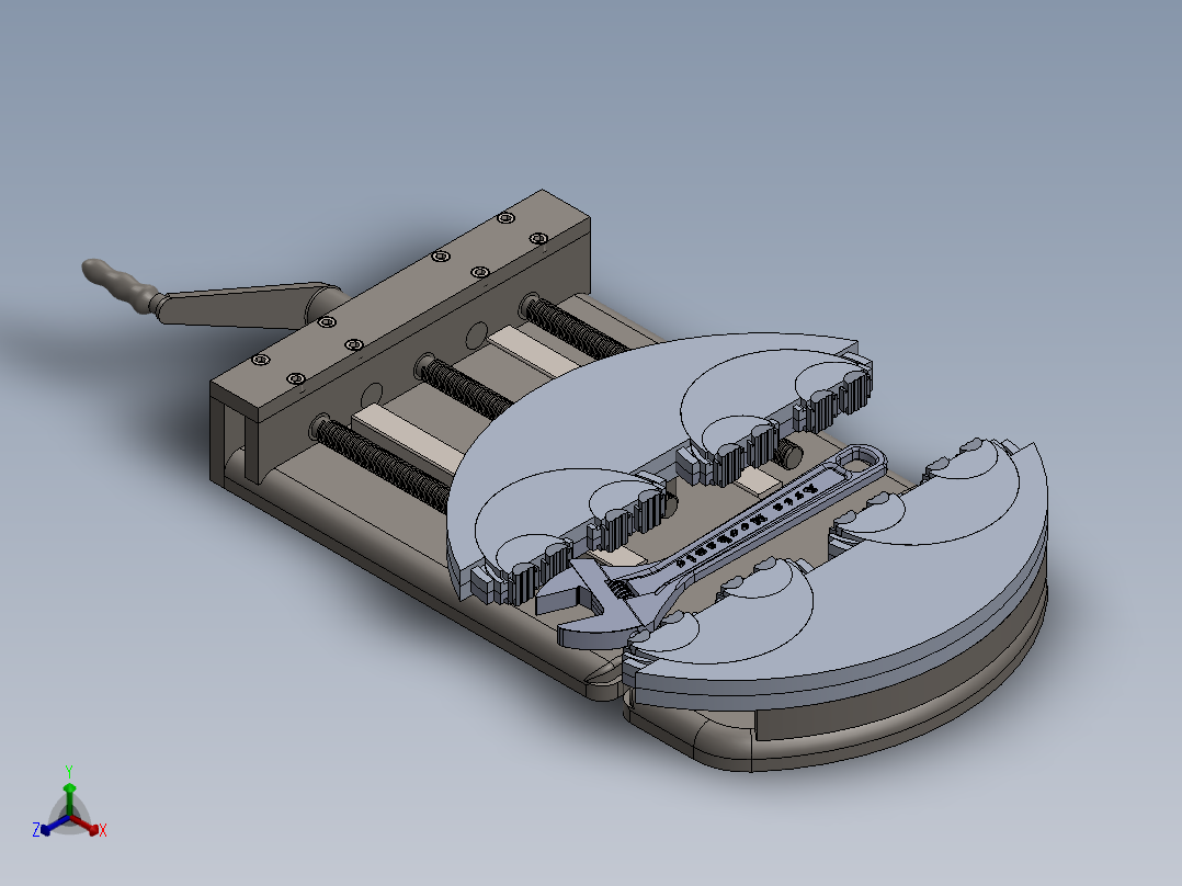 分形虎钳分形夹具sw20可编辑正等轴测图