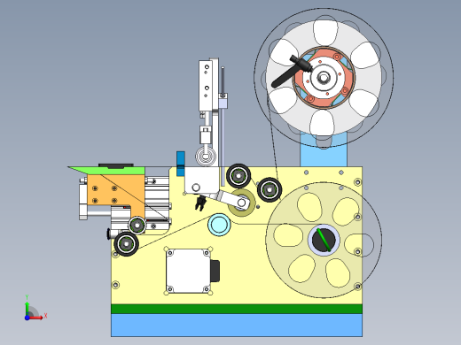 小型剥标签机构（含工程图sw12可编辑）前视缩略图