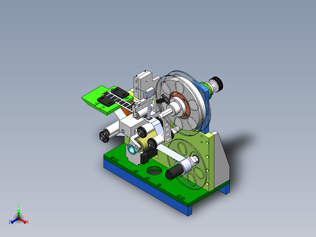 小型剥标签机构（含工程图sw12可编辑）正等轴测图