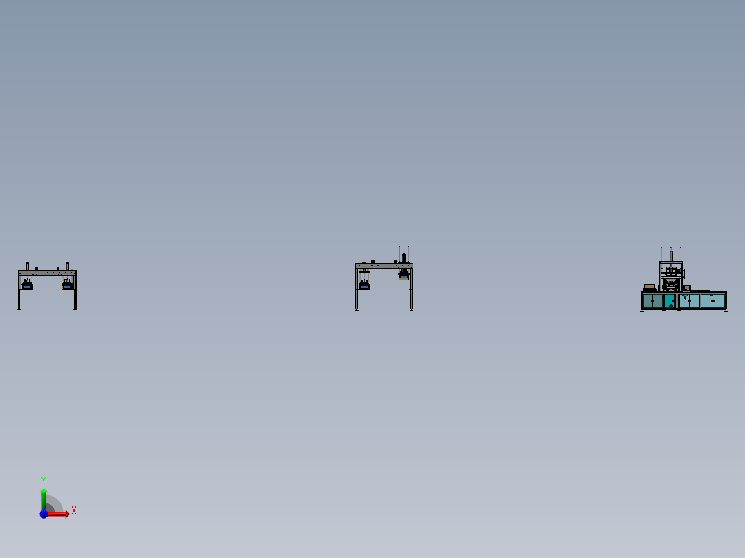 电池壳电池盖点胶合盖机流水线（sw16可编辑+工程图）前视图