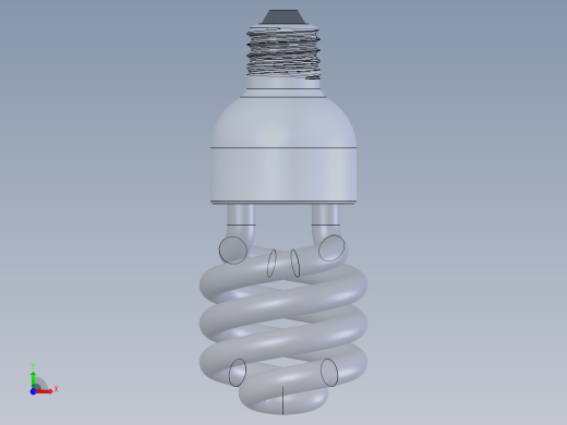 SolidWorks 节能灯模型前视缩略图
