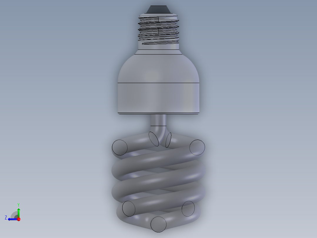 SolidWorks 节能灯模型右视图