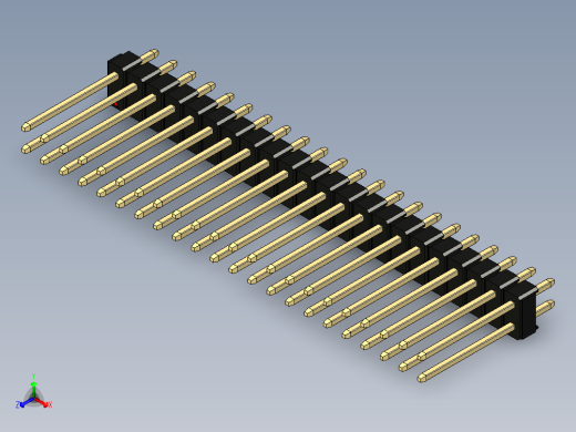 彩色公头100mil（2.54mm）系列-DS1021_black_2x22p_100mil_Type5_rev1.0正等轴测缩略图