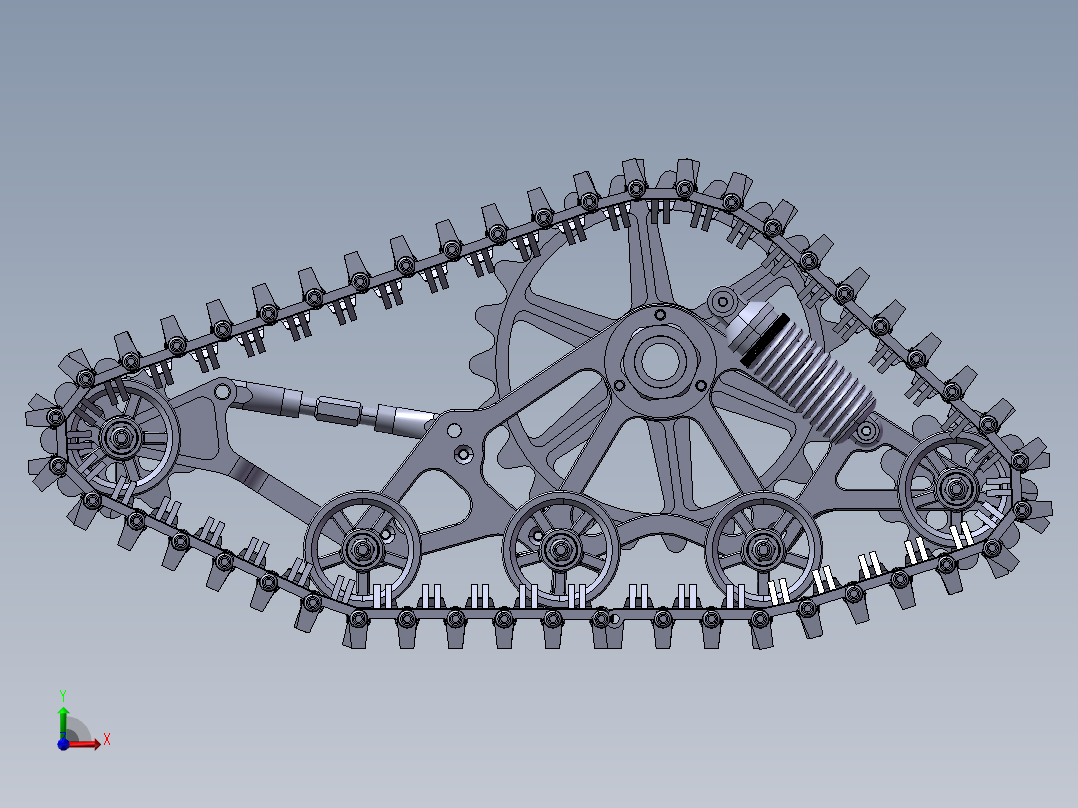 大型RC车的履带轮结构前视图