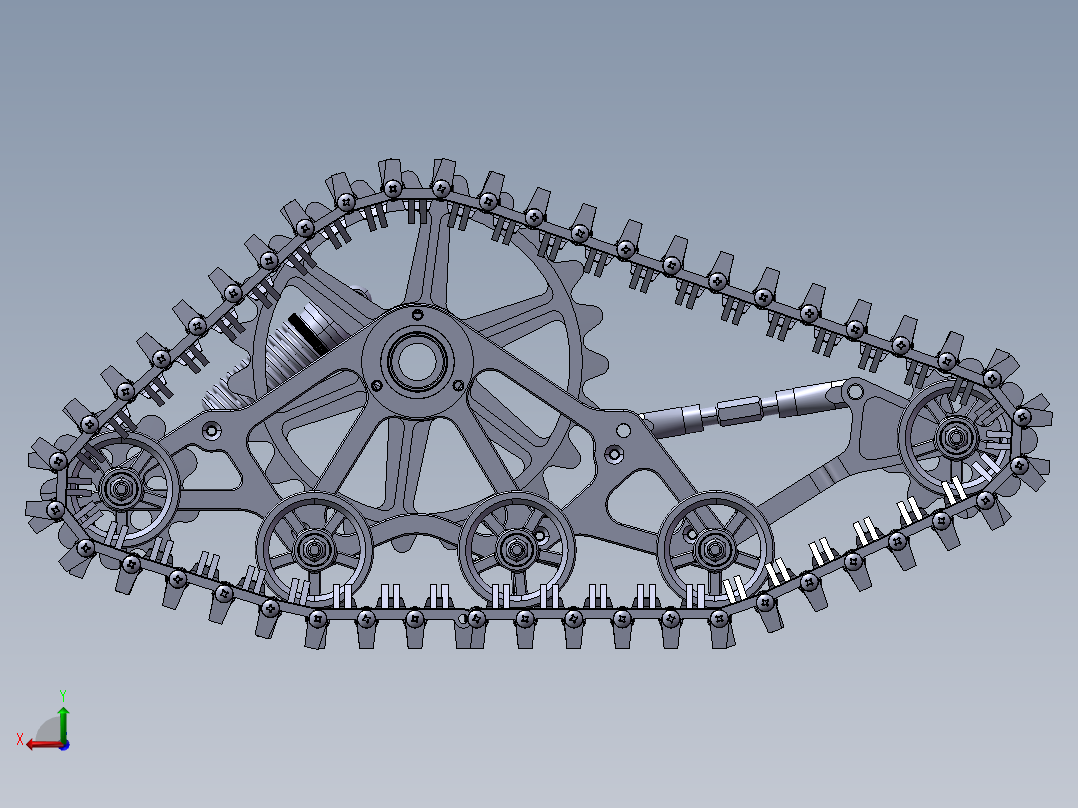 大型RC车的履带轮结构后视图