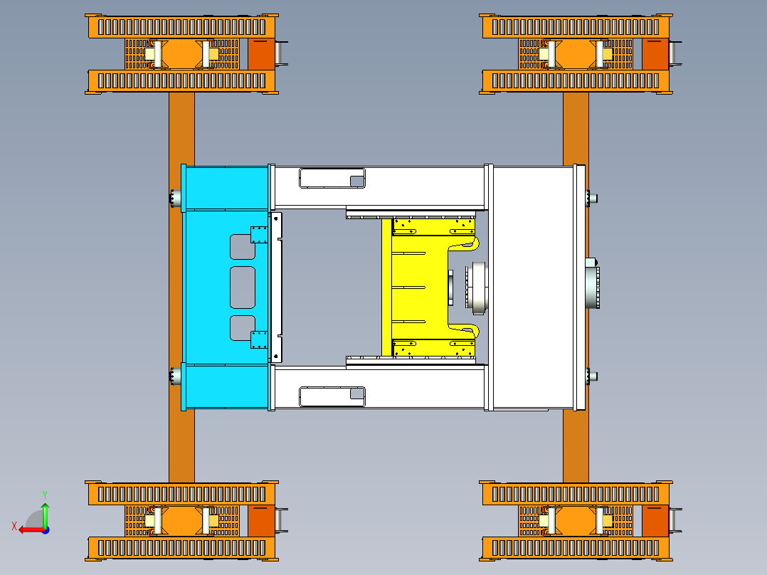 带龙门系统的举升压力机后视图