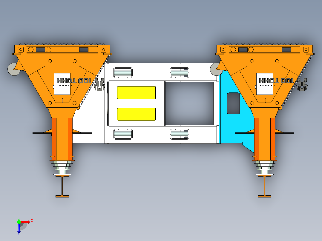 带龙门系统的举升压力机俯视图