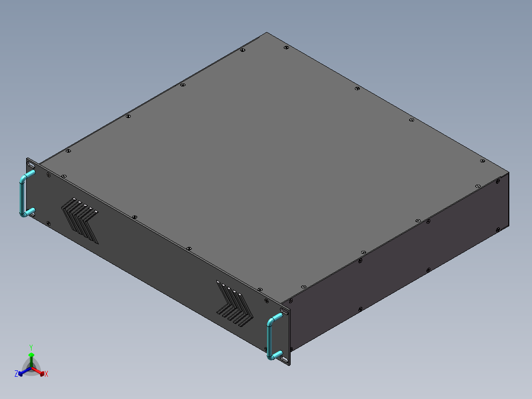 19英寸2U机箱-钣金正等轴测图