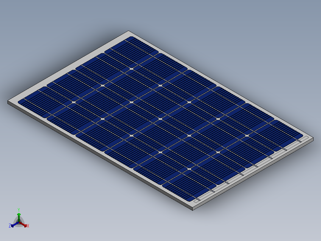 太阳能电池板 3D 模型正等轴测图