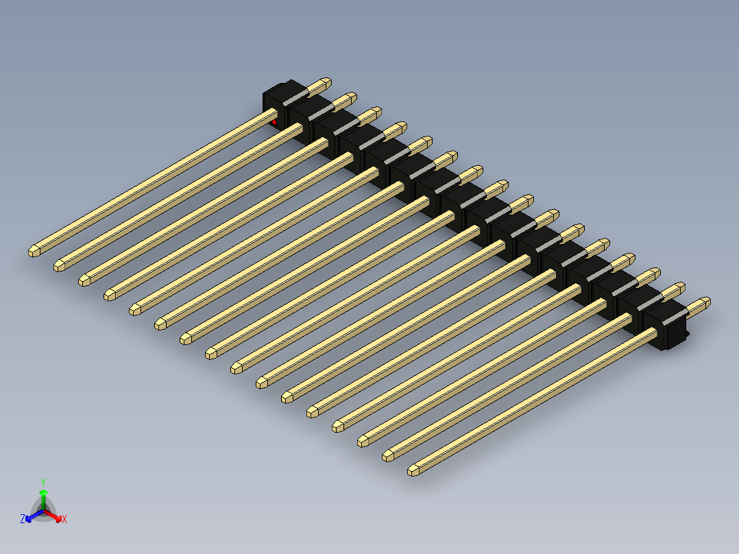 彩色公头100mil（2.54mm）系列-DS1021_black_1x16p_100mil_Type43_rev1.0正等轴测图