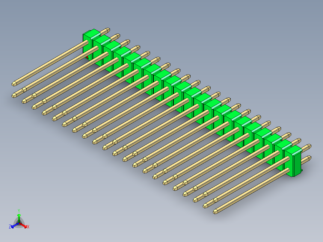 彩色公头100mil（2.54mm）系列-DS1021_green_2x21p_100mil_Type19_rev1.0主视图