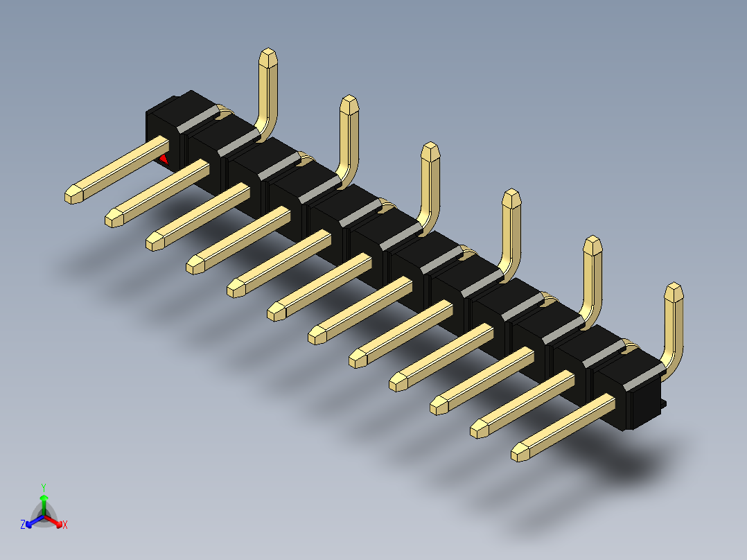 彩色公排针 100mil 2.54mm 系列-DS1022_black_12p_100mil_Type_SMT_R2_rev1.0主视图