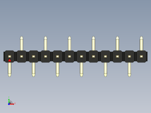 彩色公排针 100mil 2.54mm 系列-DS1022_black_12p_100mil_Type_SMT_R2_rev1.0前视缩略图