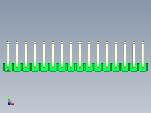 彩色公排针 100mil 2.54mm 系列-DS1022_green_16p_100mil_TypeU_rev1.0前视缩略图