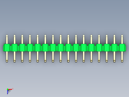 彩色公排针 100mil 2.54mm 系列-DS1022_green_16p_100mil_TypeU_rev1.0俯视缩略图