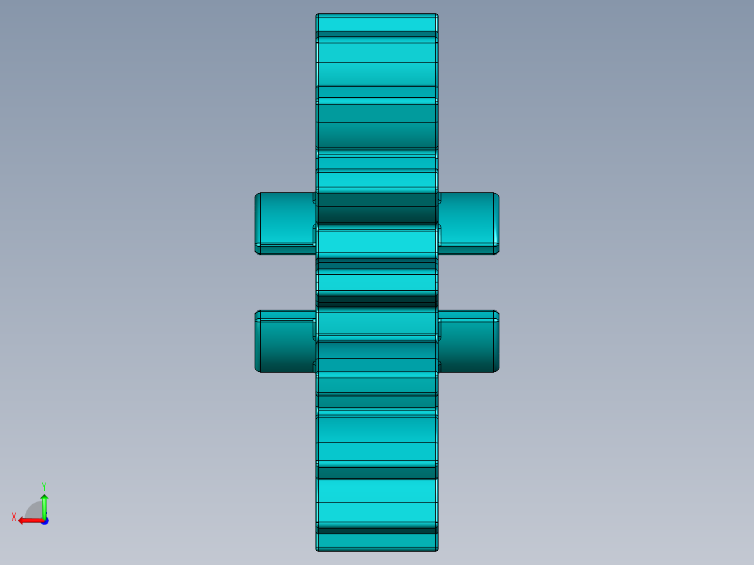 4019 - Teal - Bright Bluish GreenTechnic Gear 16 Tooth.STEP后视图