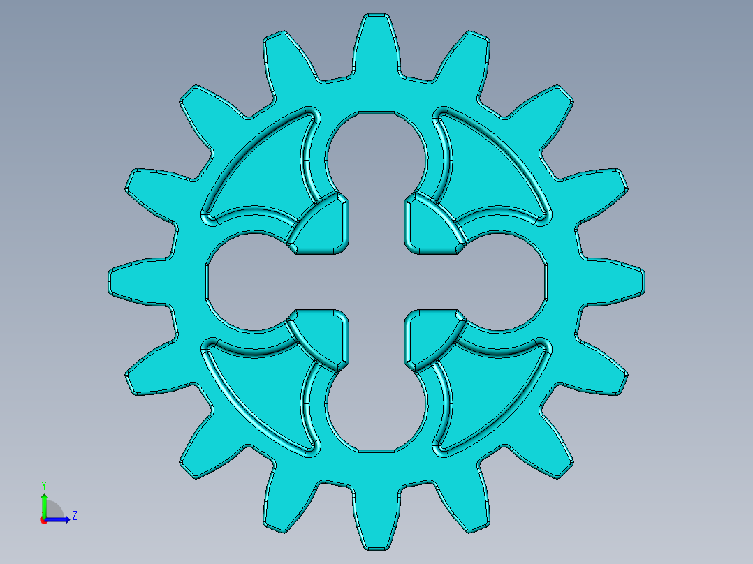 4019 - Teal - Bright Bluish GreenTechnic Gear 16 Tooth.STEP左视图