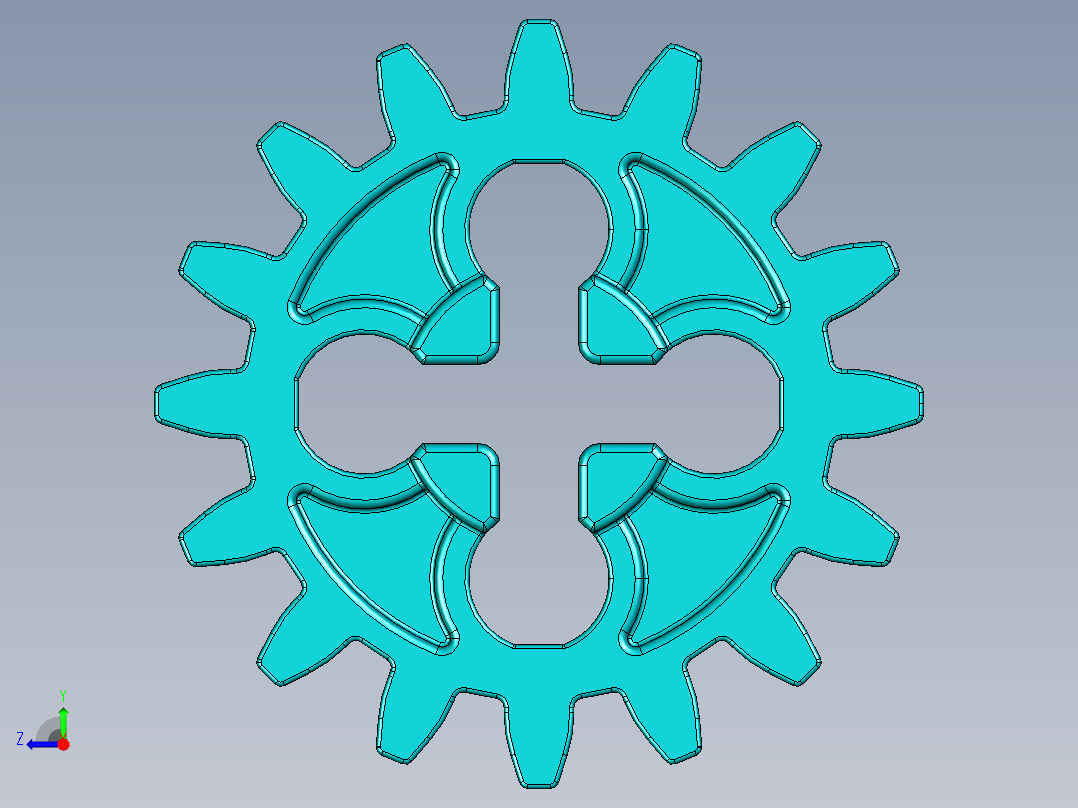 4019 - Teal - Bright Bluish GreenTechnic Gear 16 Tooth.STEP右视图