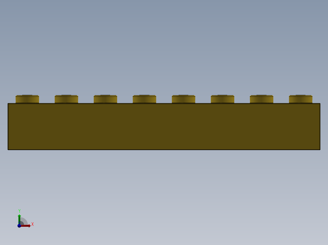 乐高套装 4421基本积木-300824 Bright Yellow Brick 1 x 8.SLDPRT前视图