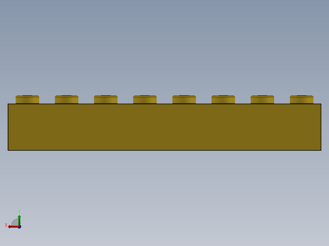 乐高套装 4421基本积木-300824 Bright Yellow Brick 1 x 8.SLDPRT后视图