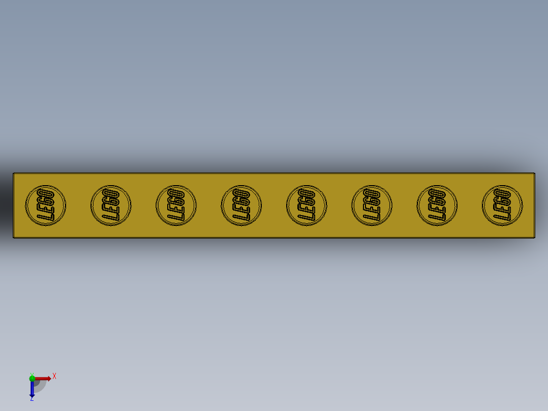 乐高套装 4421基本积木-300824 Bright Yellow Brick 1 x 8.SLDPRT俯视图