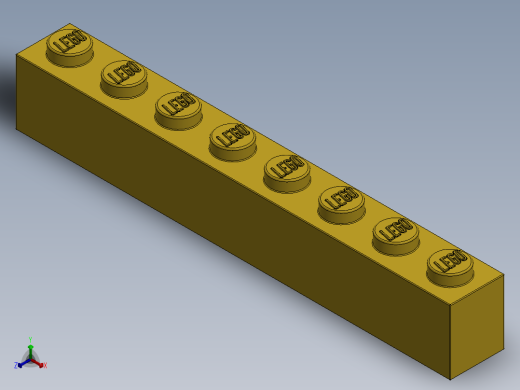 乐高套装 4421基本积木-300824 Bright Yellow Brick 1 x 8.SLDPRT正等轴测缩略图