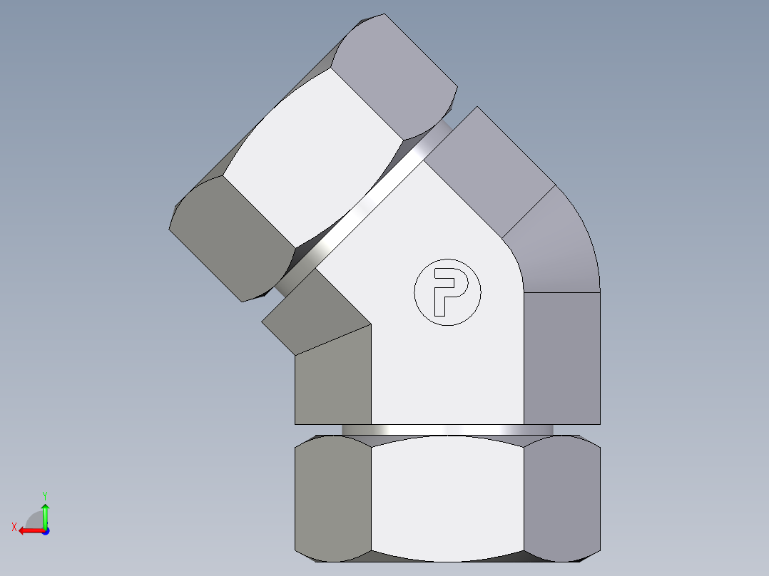 卡套式工业通用硬管接头EO_Swivel_nut_45_deg_elbow_EV35LCF后视图