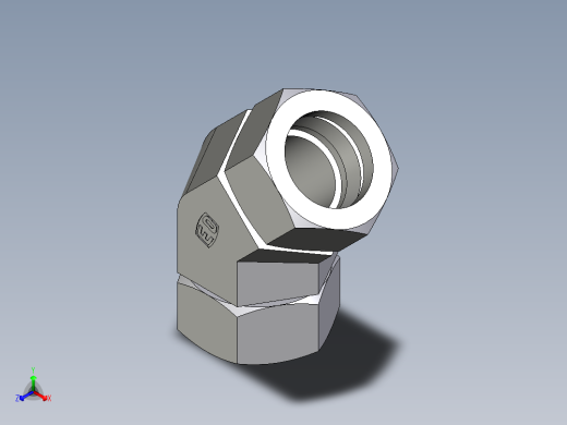 卡套式工业通用硬管接头EO_Swivel_nut_45_deg_elbow_EV35LCF正等轴测缩略图