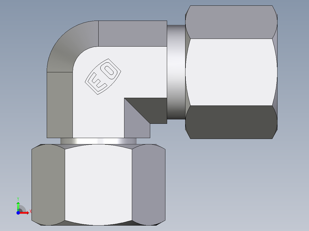 卡套式工业通用硬管接头EO_Swivel_nut_elbow_EW10S71前视图