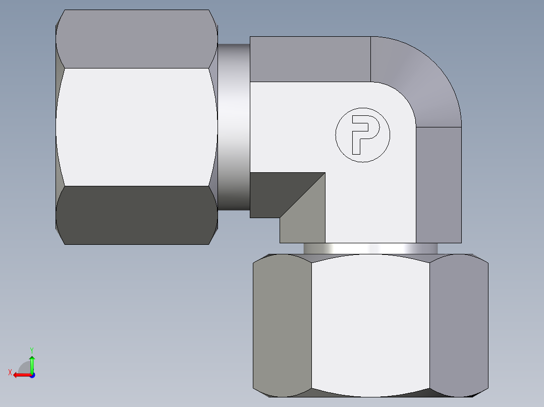 卡套式工业通用硬管接头EO_Swivel_nut_elbow_EW10S71后视图