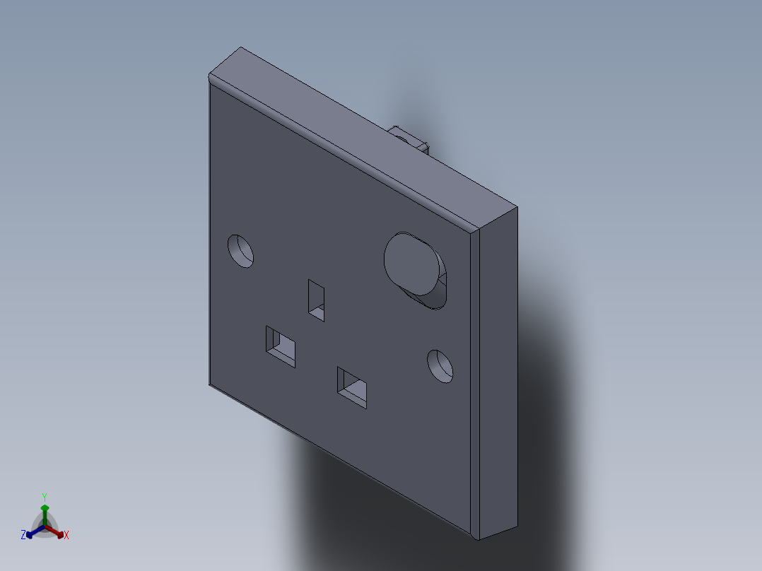 带开关的三孔插座 SW STP正等轴测图
