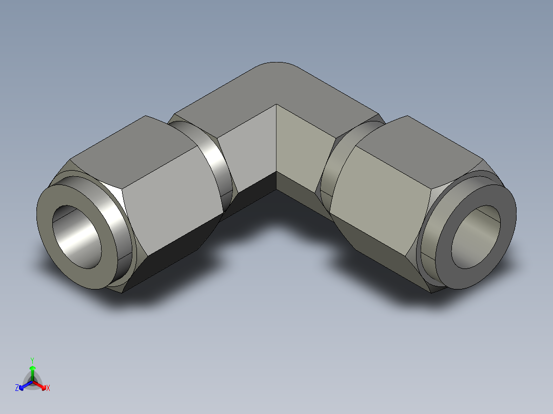卡套式工业通用硬管接头6_ebu-s正等轴测图