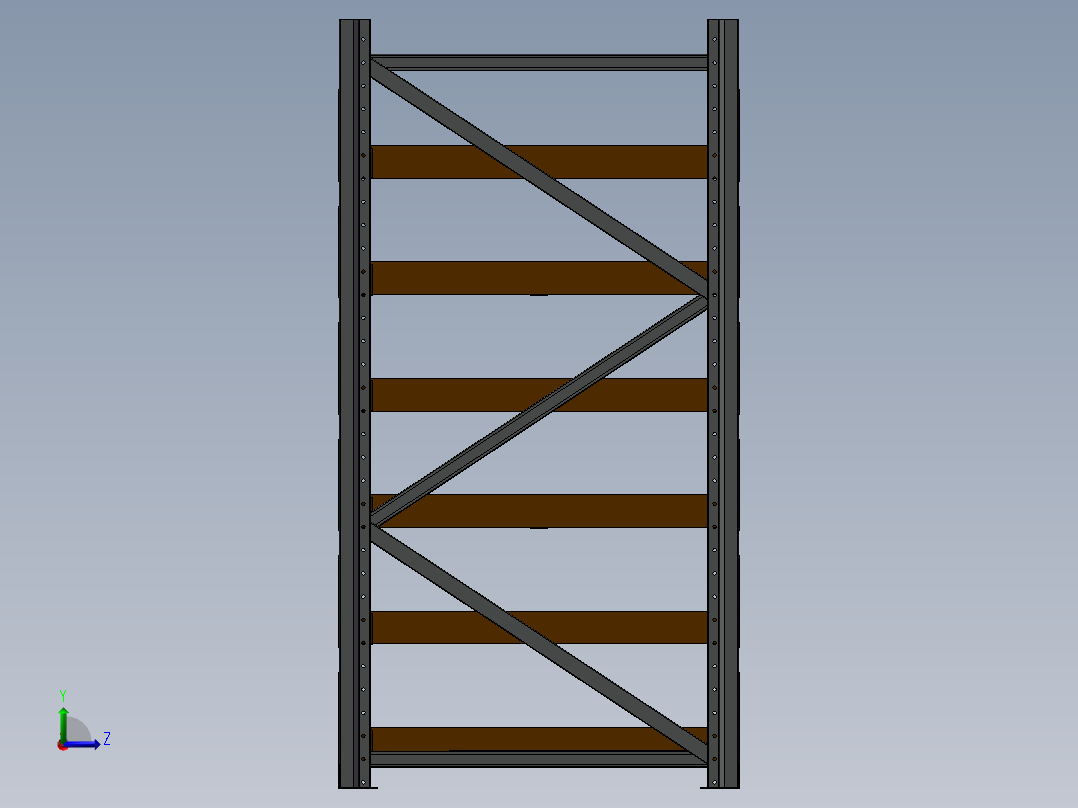 货架、工业仓储货架左视图