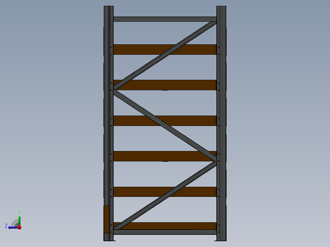 货架、工业仓储货架右视图