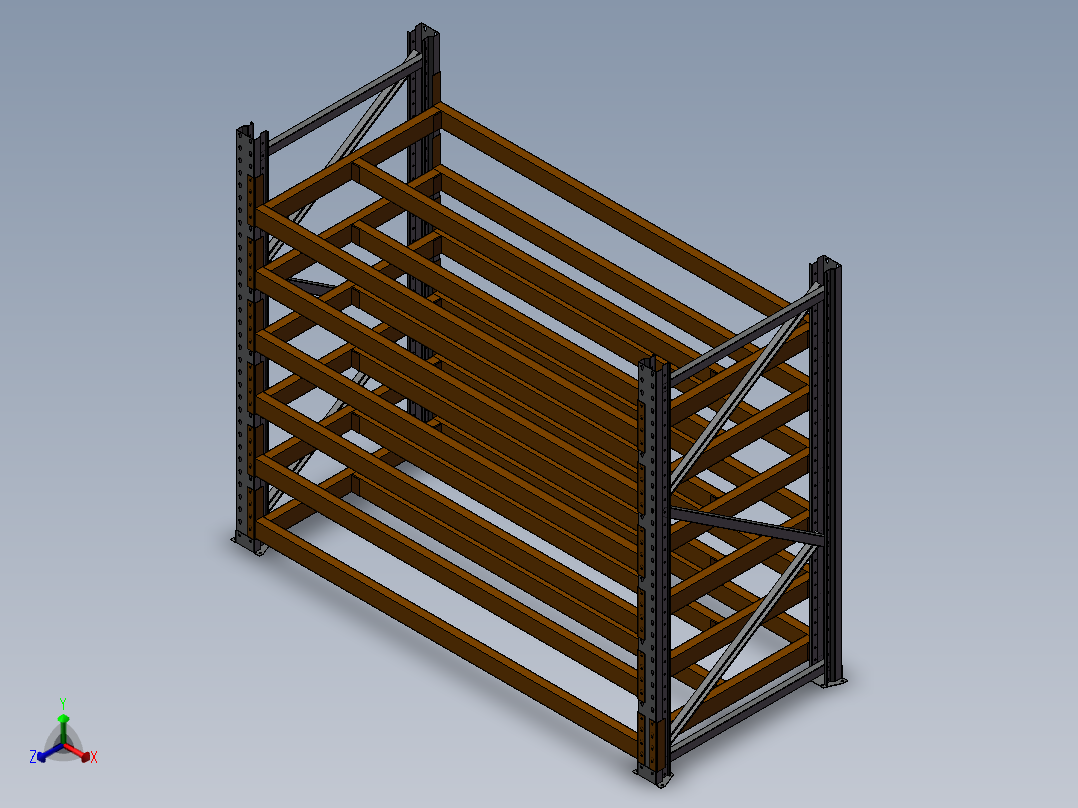 货架、工业仓储货架正等轴测图
