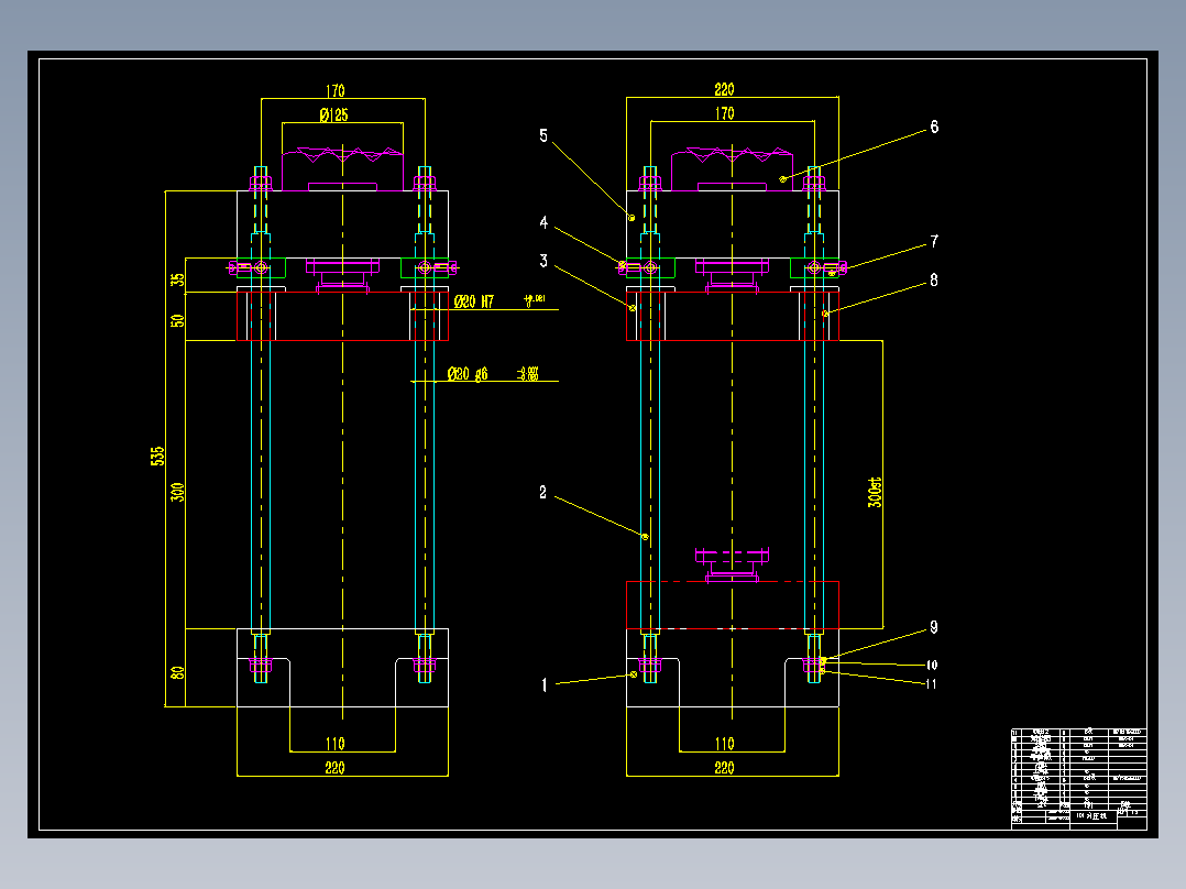 10t液压机装配图