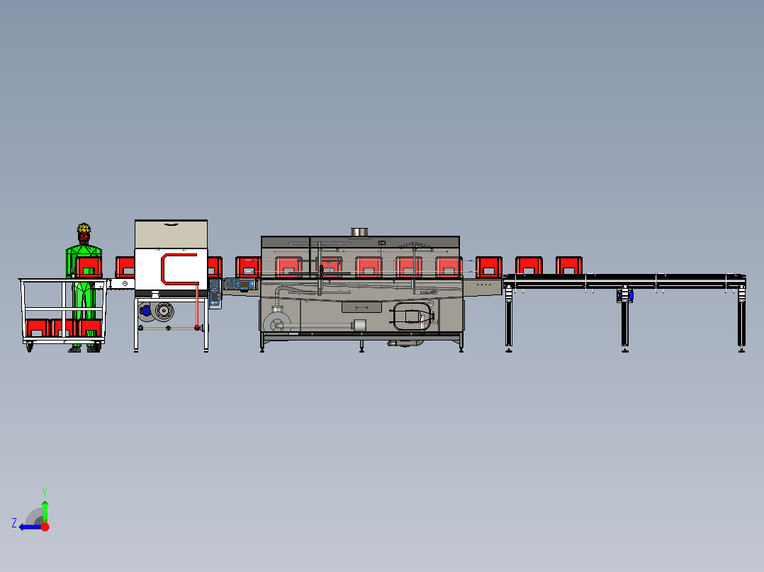 周转筐清洗机（洗箱机、洗筐机）右视图