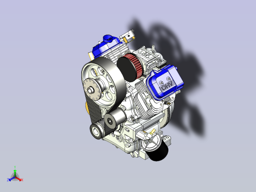 V型双缸发动机3D图纸模型