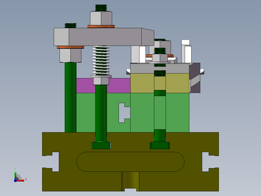 飞锤夹具设计-五种方案（SW+CAD+说明书）前视图